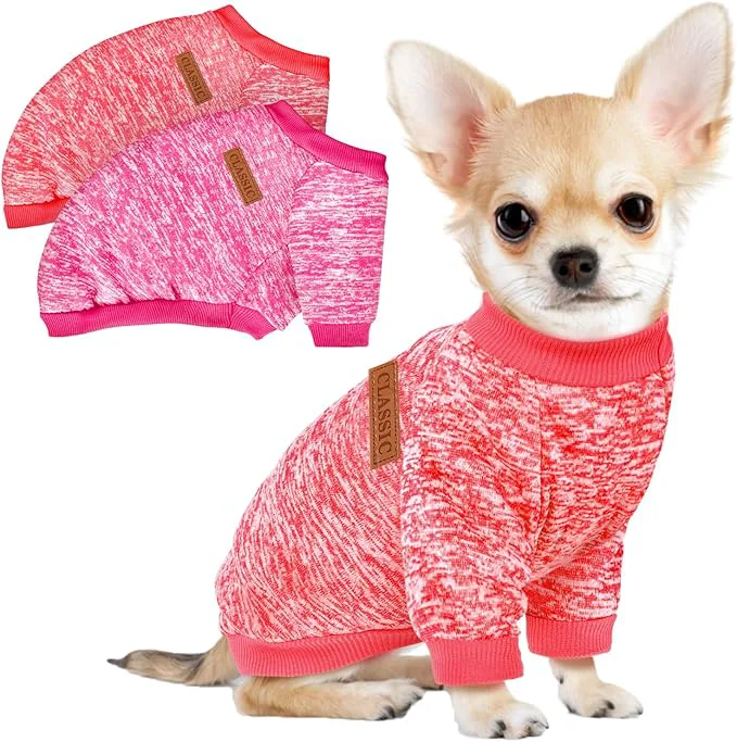 Secure 2 Pcs Dog Sweaters for Small Dogs Girl Boy Winter Fleece Clothes Warm Soft Dog Traditional