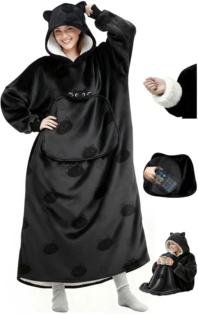 Innovative Mewaii Wearable Blanket Hoodie for Adults Warm Sherpa Soft Flannel Long Consistent