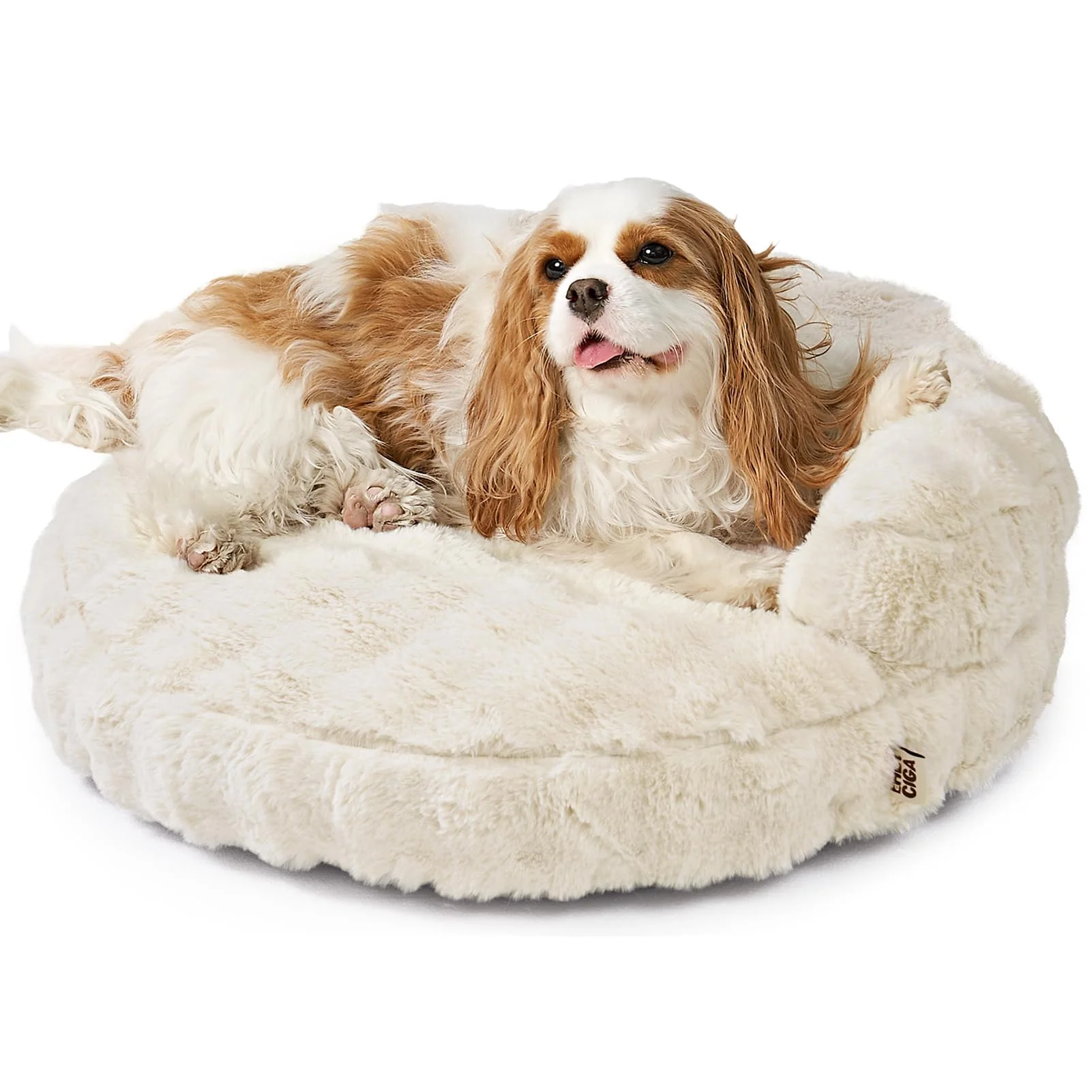 Elite EHEYCIGA Small Dog Bed Cat Couch – 23in Cream Faux Rabbit Fur Fashionable