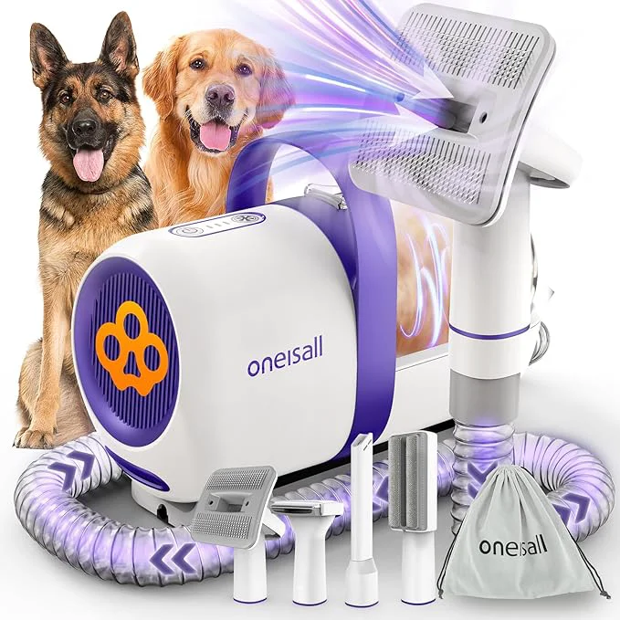 Solid oneisall Dog Grooming Vacuum Kits 15000Pa Shedding Brush Effective