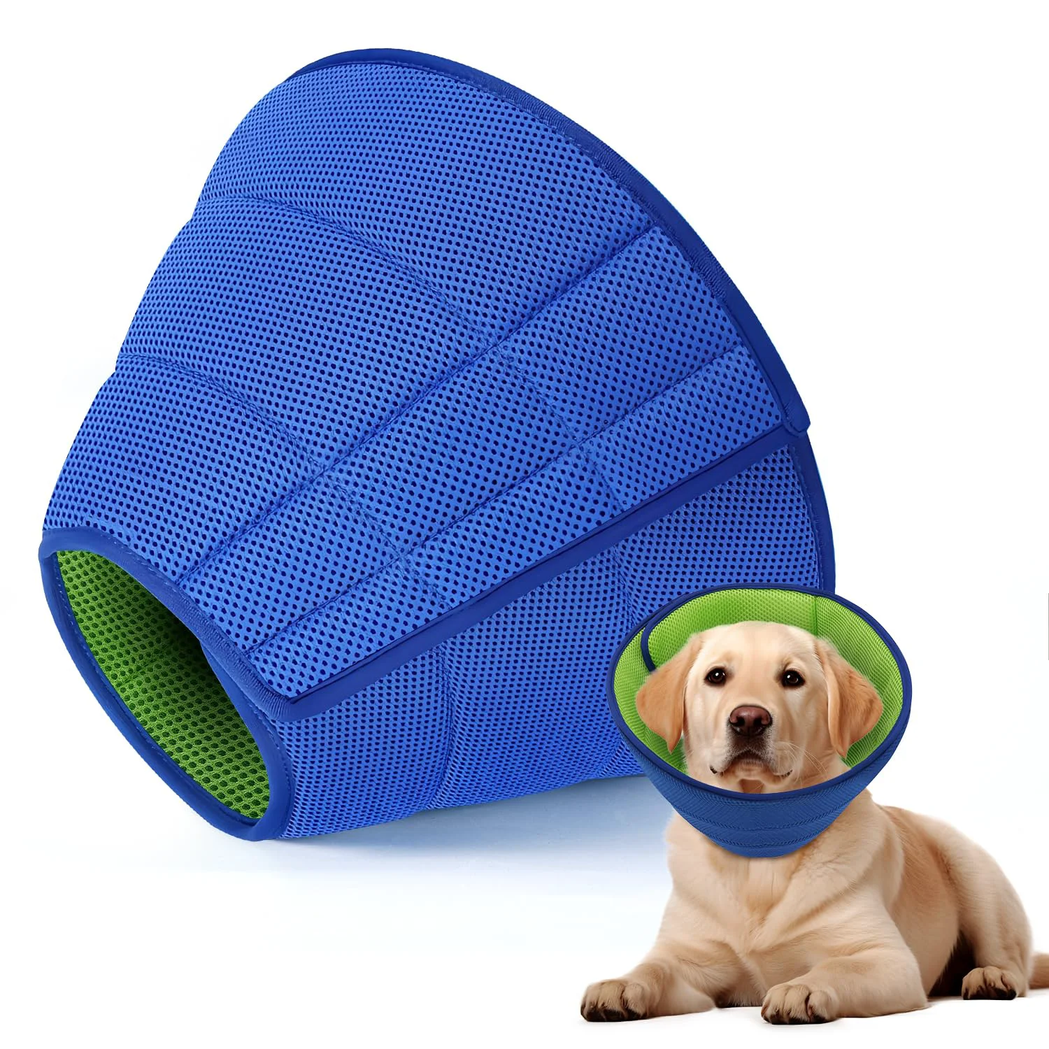 Relaxed Fickte Soft Dog Cone Collar M - Adjustable Breathable Elizabethan Collar for Post-Surgery Recovery Fast