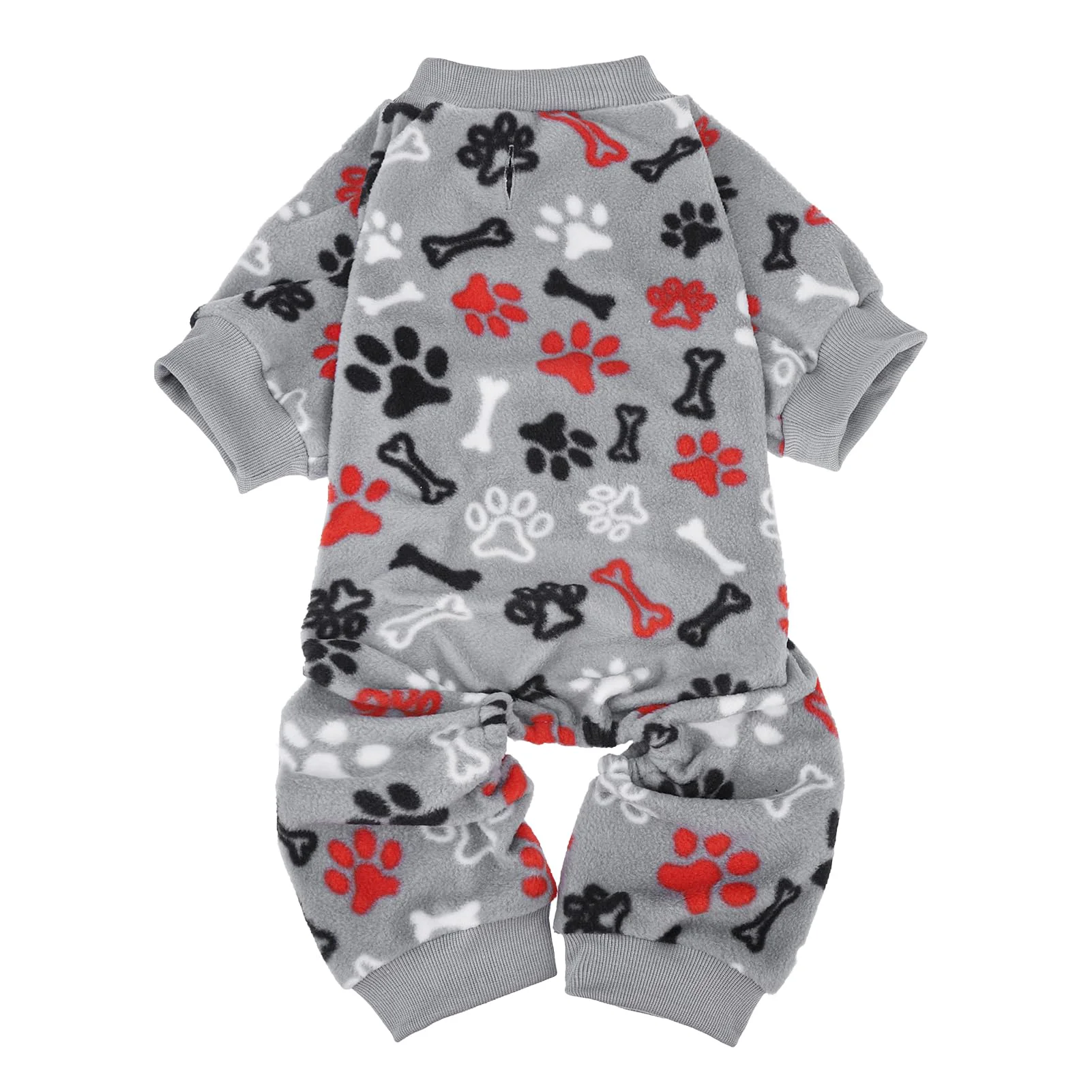 Dependable SCENE Fleece Dog Pajamas – Cozy Elastic One-Piece with Bones Paw Print for Small to Large Dogs High-Quality