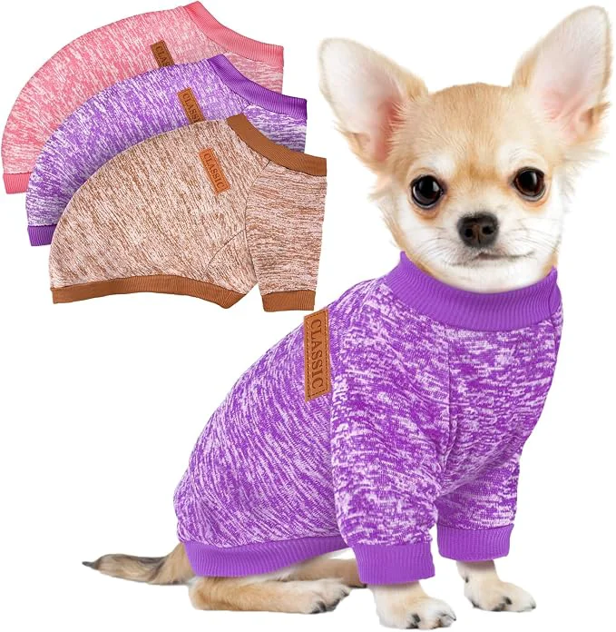 Optimized 3 Pack Dog Sweaters for Small Dogs Girl Boy Winter Fleece Clothes Warm Soft Dog User-Friendly