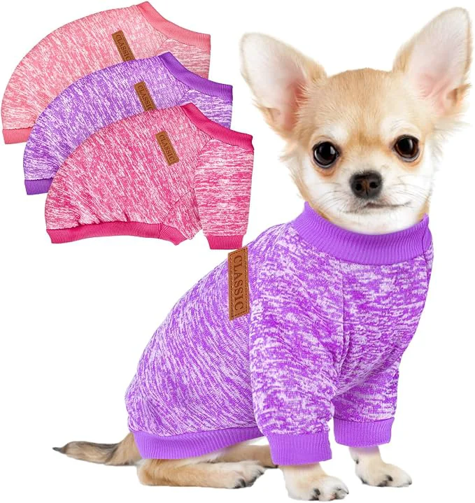 Luxury 3 Pack Dog Sweaters for Small Dogs Girl Boy Winter Fleece Clothes Warm Soft Dog Breathable