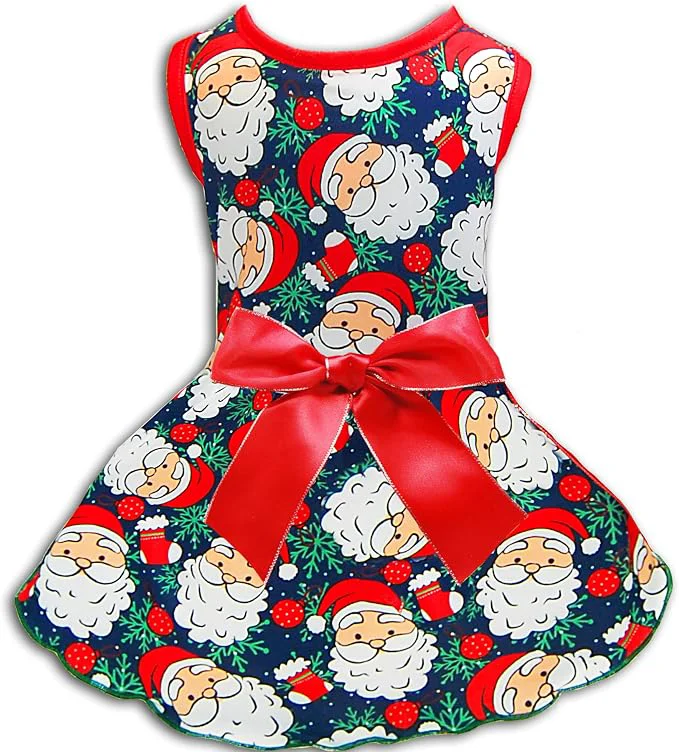 Dependable Pohshido Christmas Dog Dress Winter Holiday Santa Claus Skirt Classic