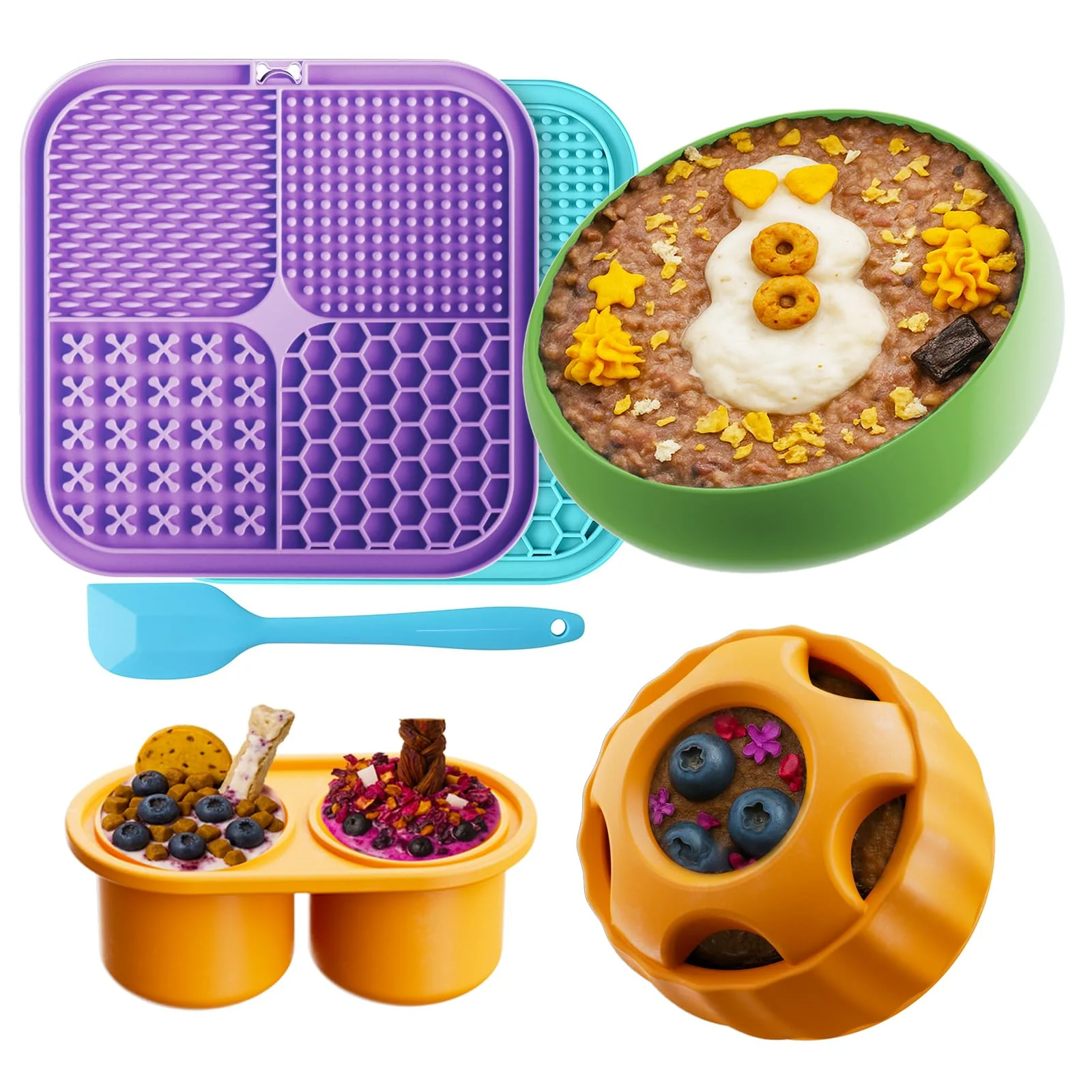 Effective LUKITO 6-in-1 Lick Mat Ball Bowl for Dogs — Enrichment and Frozen Treat Puzzle Practical
