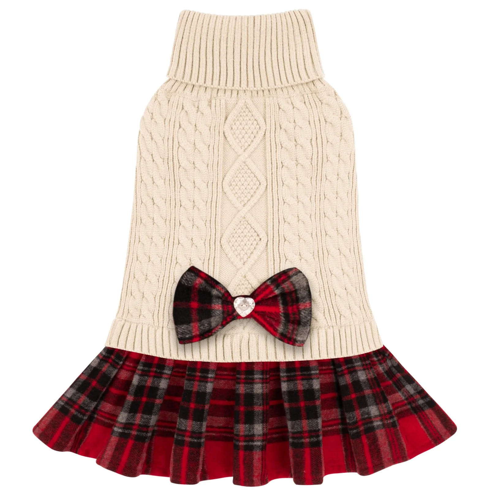 Proven KYEESE Dog Sweater Knitwear – Warm Turtleneck Puppy Dress with Bowtie Relaxed