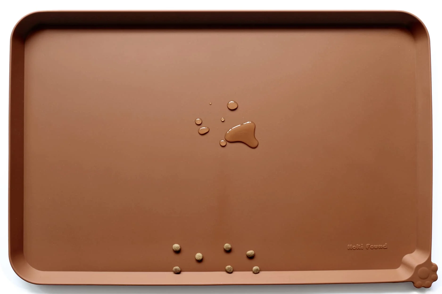 Lightweight Hoki Found Silicone Pet Food Tray – Non-Slip Dog Bowl Mat Cat Waterproof Mat Caramel Excellent