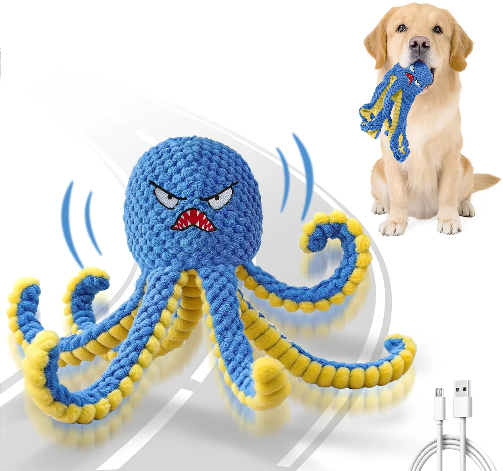 Specialty Qraxond Interactive Octopus Dog Toy – Durable USB-Rechargeable Auto-Bouncing Toy for Dogs Verified