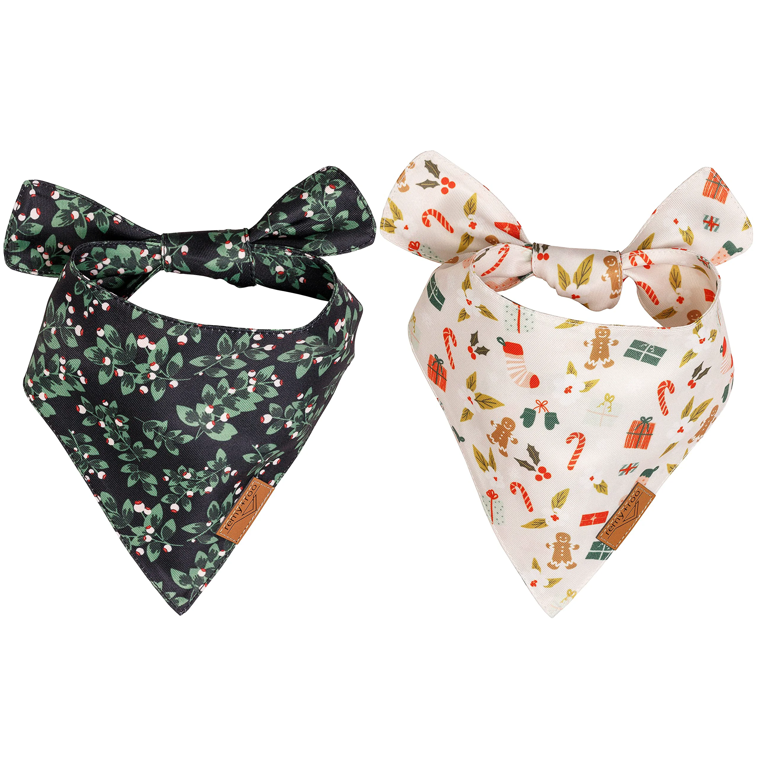 Smooth Remy Roo Dog Bandanas 2 Pack – Holly Set Adjustable Durable Fabric Advanced