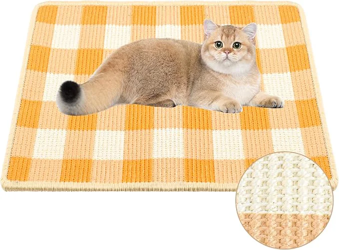 World-Class Cat Scratcher Mat 23.6x15.7 Inch Natural Sisal Cat Scratch Pad Horizontal Cat Detailed