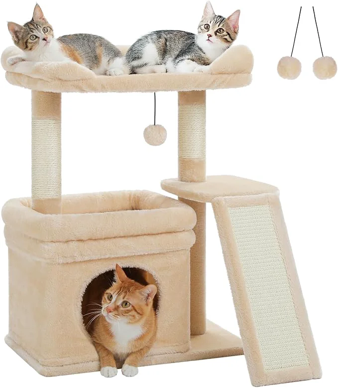 Dependable PEQULTI Small Cat Tree Tower for Large Adult Cats Fashionable