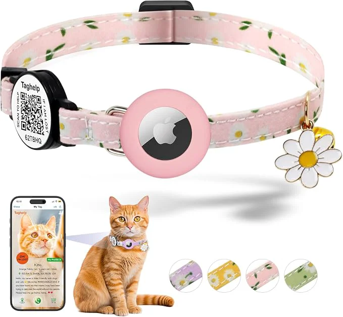 Recyclable QR Code Airtag Cat Collar 2-in-1 Breakaway Safety Collar Luxury
