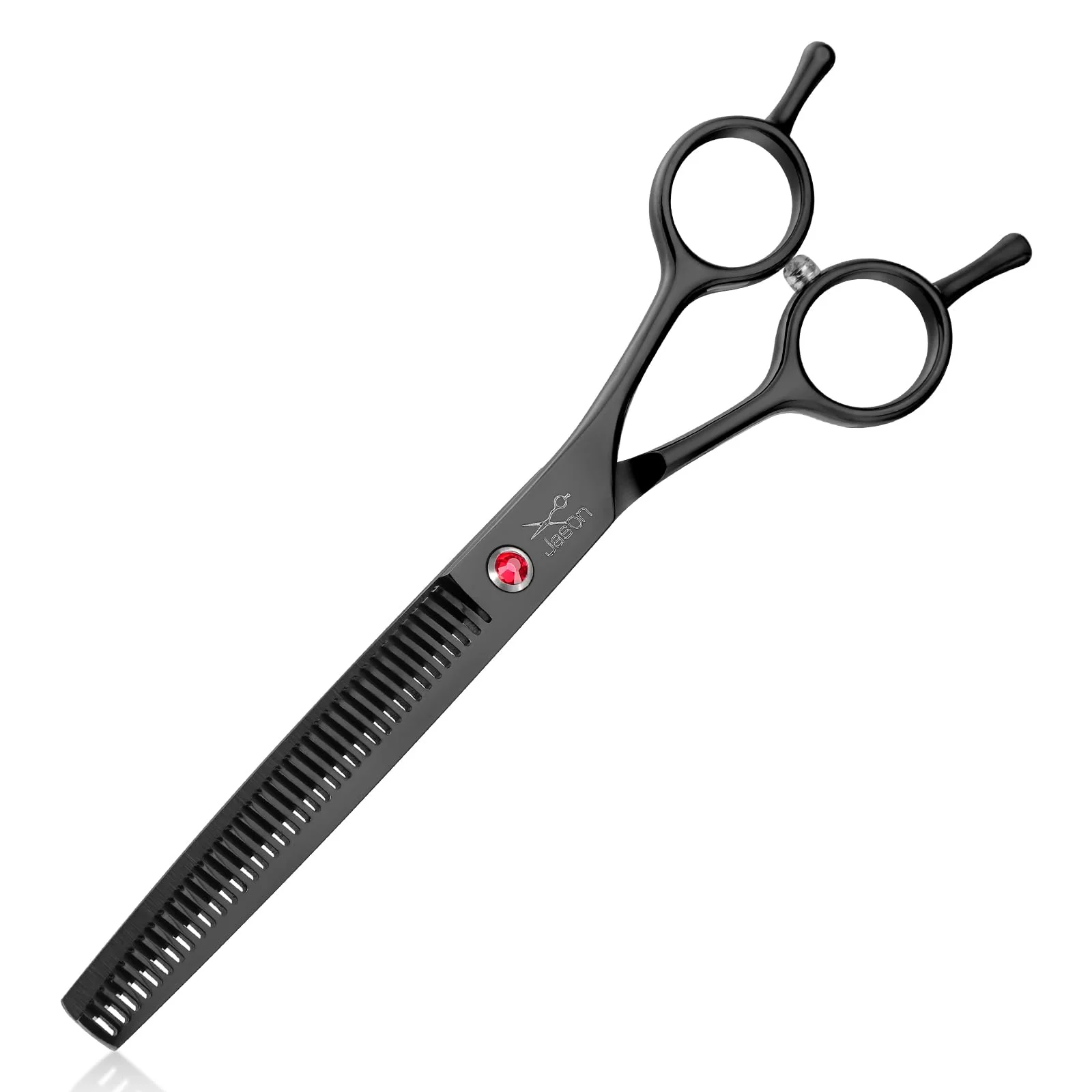 Traditional JASON 7.5-Inch Dog Grooming Scissor – 37-Teeth Thinning Japanese 440C Stainless Steel Black Innovative