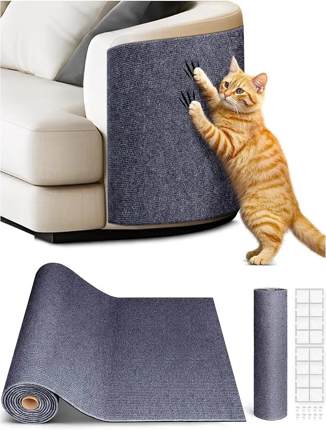 Official 2PCS 39.4 x15.8 Cat Scratch Mat Trimmable Self-Adhesive Carpet DIY Climb Cat Enhanced