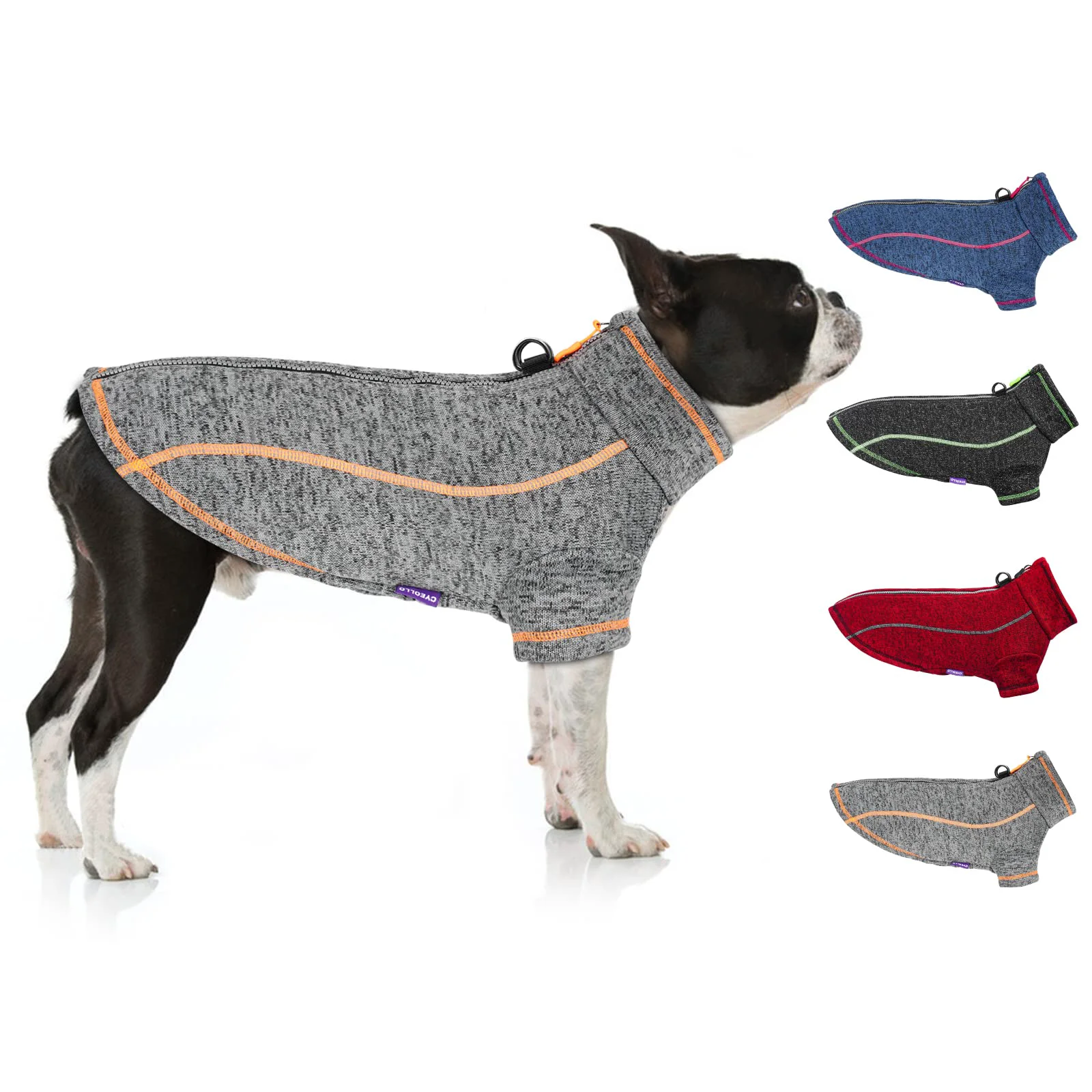 Trusted cyeollo Dog Sweater Coat Fleece Jacket – Reflective Zip-Up Dual D‑Ring Warm Winter Coat for Small Dogs Grey Medium Classic