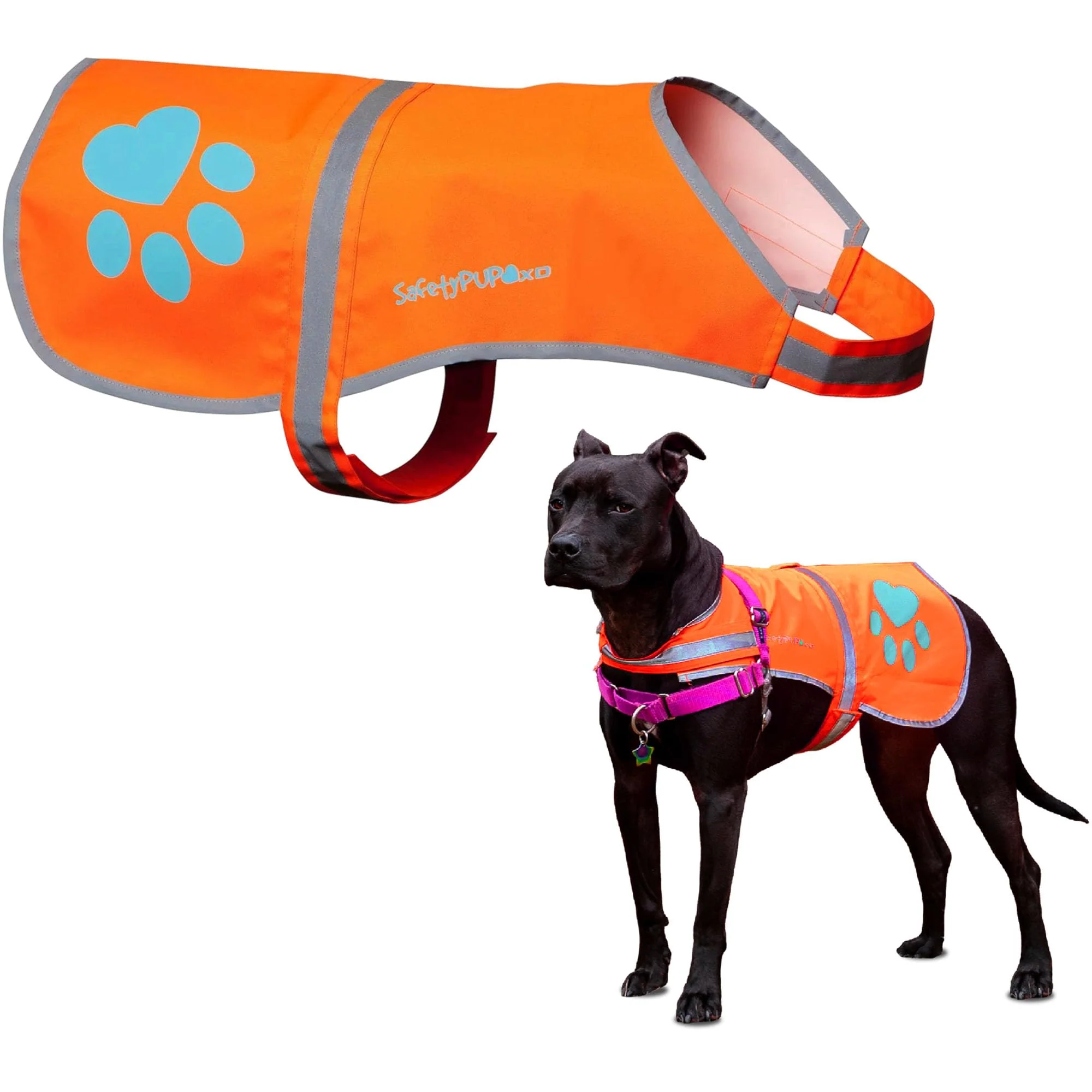 Fast SafetyPUP XD Reflective Dog Vest – Hi-Visibility Blaze Orange Large Dog Size 61-100 lbs Smart