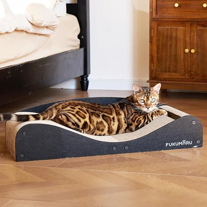 Elite FUKUMARU Cardboard Cat Scratcher Bed Extra Long 29.1 Inch Cat Scratch Bed Trendy