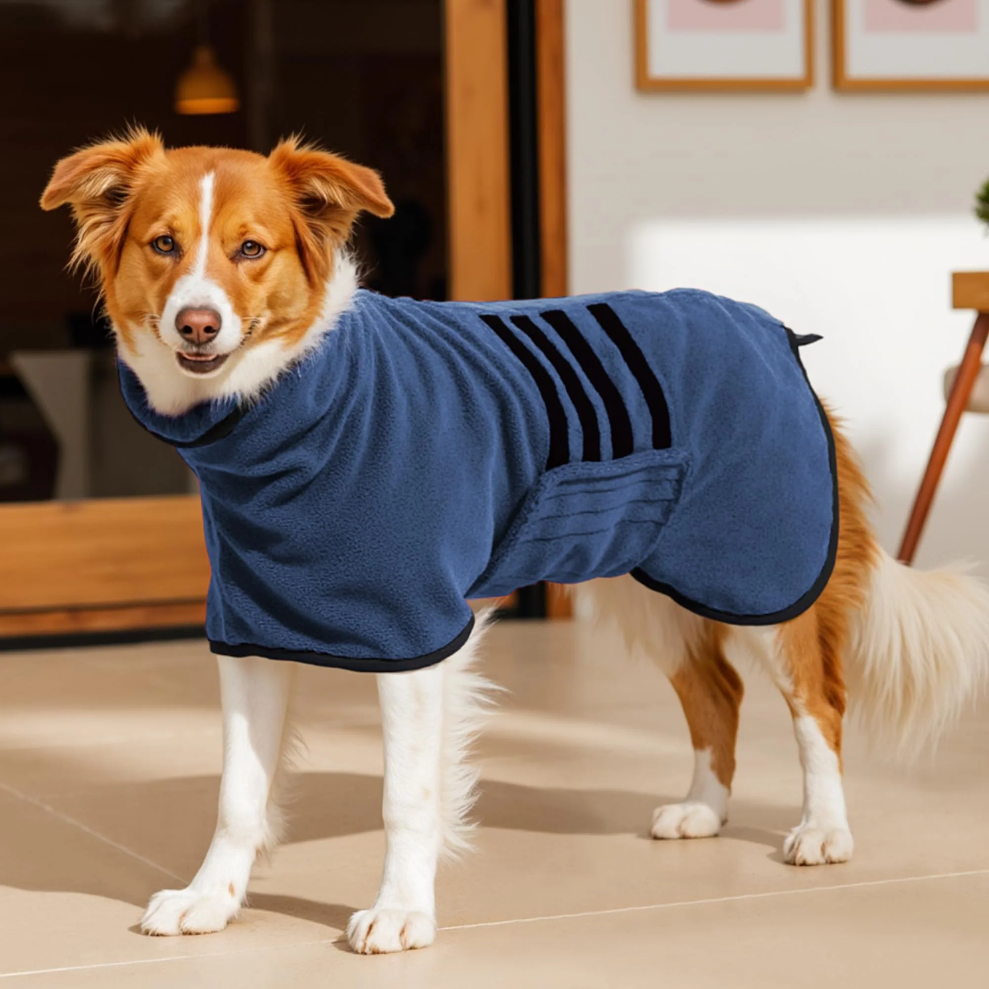 Carefully Designed HezzLuv Microfibre Dog Bathrobe Towel Wrap – Ultra-Absorbent Adjustable Fast Drying Relaxed
