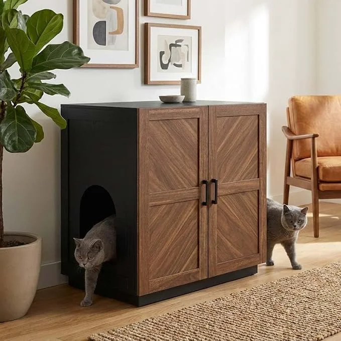 Traditional unipaws Cat Litter Box Enclosure Furniture Breathable