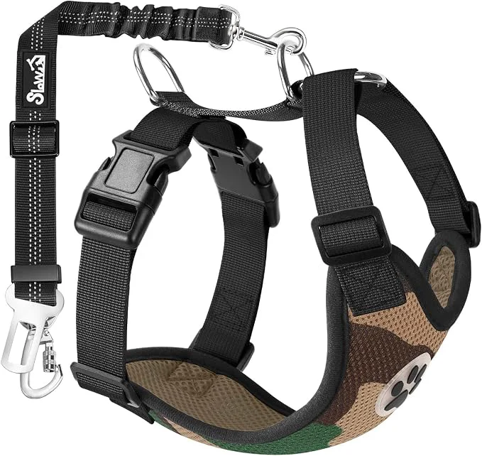 Authentic SlowTon Dog Seat Belt Harness for Car Dog Car Harness Adjustable Mesh Premium Material