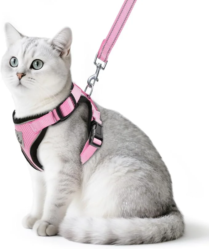 Detailed PUPTECK Cat Harness and Leash Set Escape Proof Reflective Cat Walking Harness Premium Material