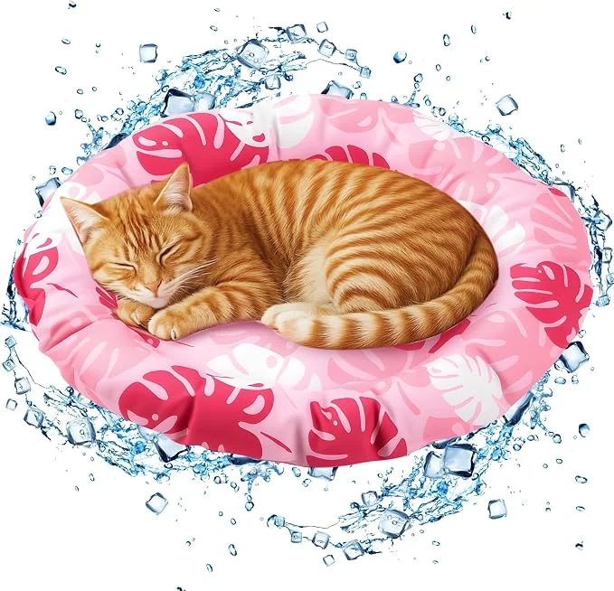 Detailed Pet Cooling Mat for Cats and Small Dogs 20.1'' x 20.1'' Thickened Round Pink Refined