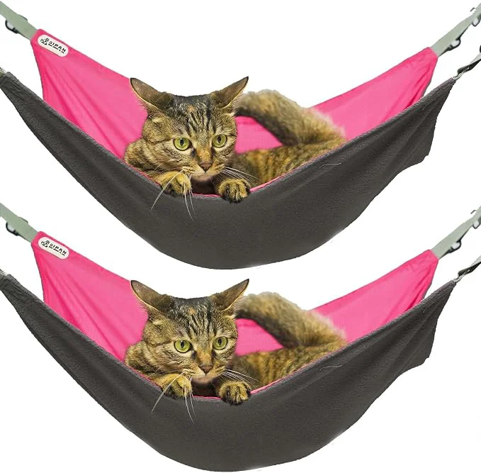 Stylish 2 Pcs Small Kitty Cat Hammock for Cage 2 Pieces Reversible Cat Hanging Hammock Official