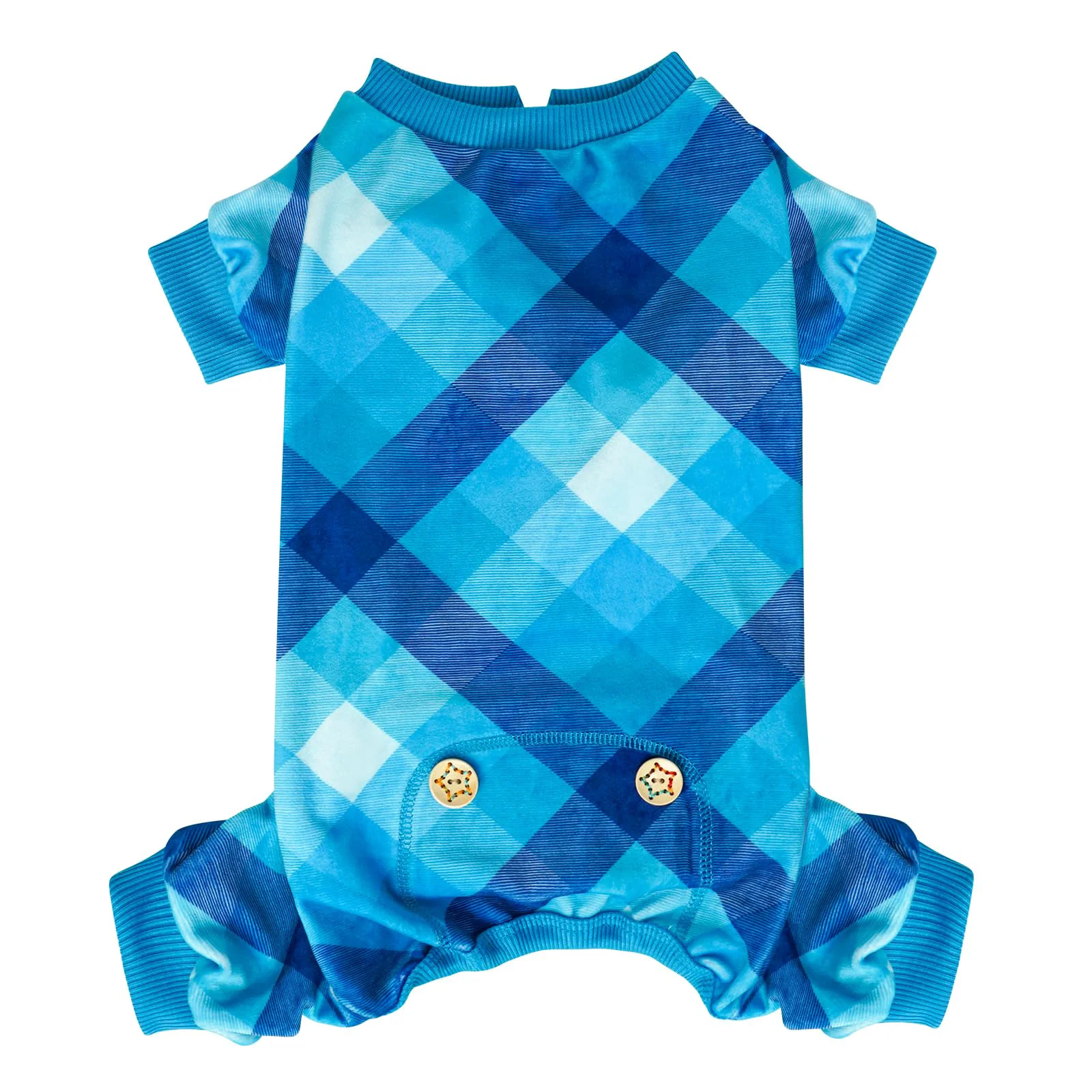 Reusable KYEESE Velvet Plaid Dog Pajamas for Small Dogs – Blue Medium Pull-On Dog Onesie Innovative