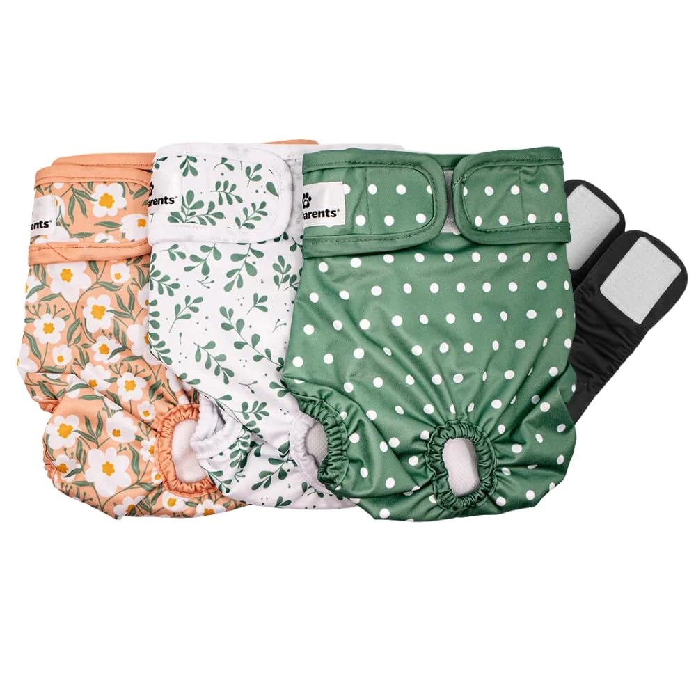 Soft Pet Parents Washable Dog Diapers 3-Pack with Extendrs – Premium XS Daisy Convenient