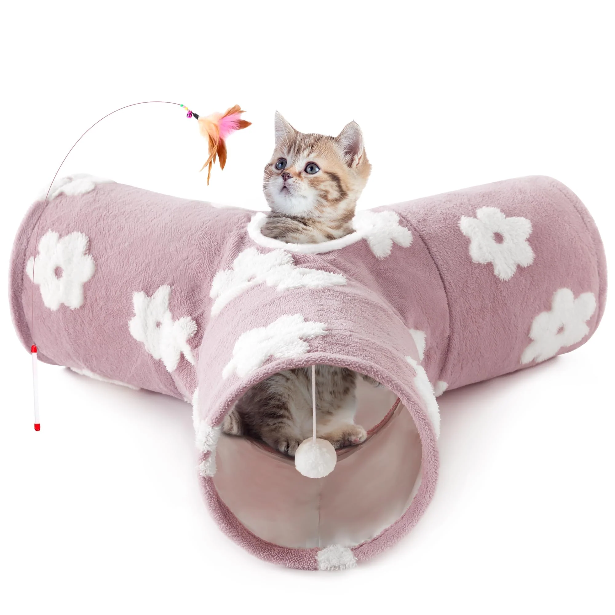 Quality Tempcore Flannel Cat Tunnel – 3-Way Collapsible Indoor Cat Toy Eco-Friendly