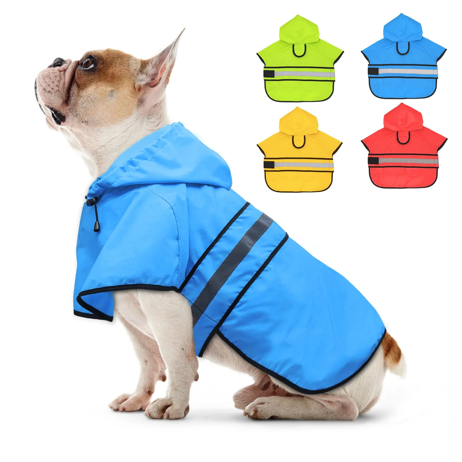 Professional Candofly Dog Raincoat Hooded Poncho - Waterproof Reflective Adjustable for Small to XXL Dogs Medium Sky Blue Original