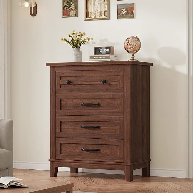 Professional GarveeHome 4 Dresser for Bedroom 34.8 in Tall Vertical Drawer Dresser with Large Storage standing Wooden Closet Chest for Bedroom Living Room WaluntAbout ThisOverview Secure