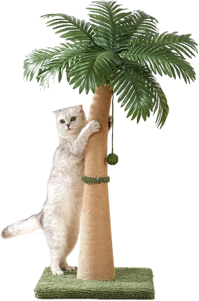 Premium Material 40'' Tall Cat Scratching Post Cat Tree Curved Design Cat Scratcher Post Flexible