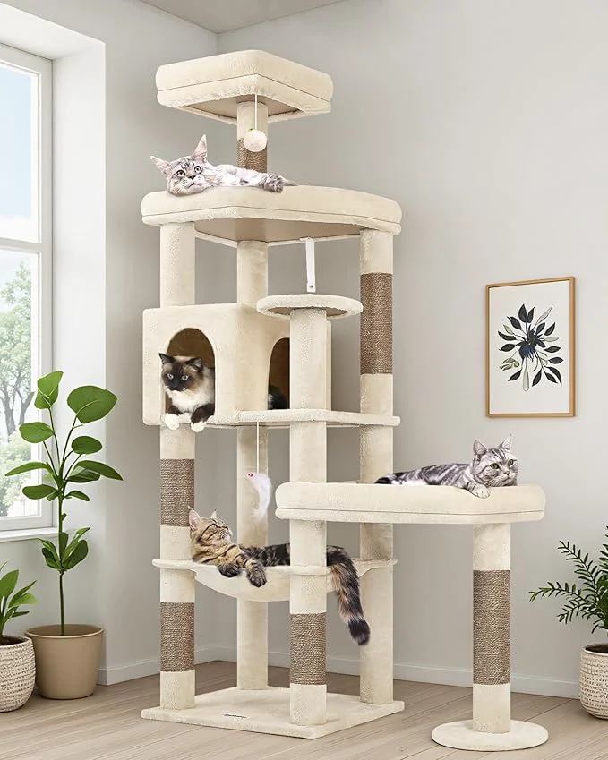 Premium Globlazer Extra Large Platform Cat Tree 65in Tall Sturdy Cat Tree Exceptional