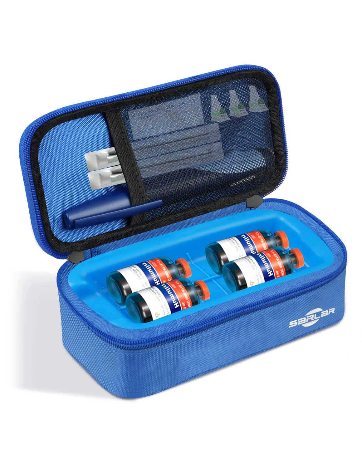 Versatile Sarlar Insulin Vial Cooler Travel Case – TSA- Diabetic Supply Organizer with Ice Brick Blue Elegant