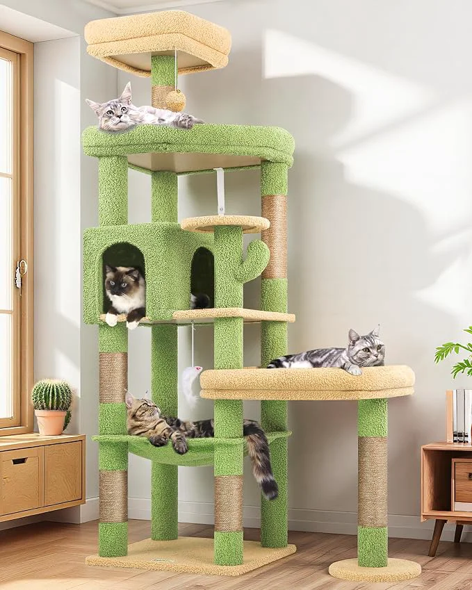 Superior Globlazer Extra Large Platform Cactus Cat Tree 65in Sturdy Cat Tree Outstanding