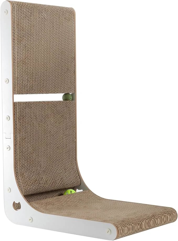 Innovative Cardboard Cat Scratcher Vertical Cat Scratching Board 23.6 Inch L-Shape Cat Safe