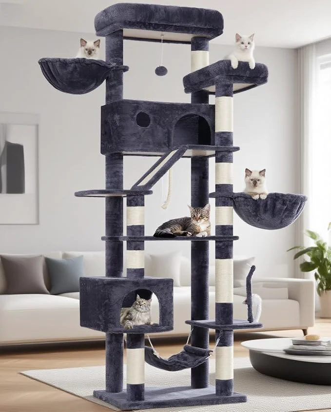 Fashionable Cat Tree for Large Cats 78.7 Tall Cat Tower for Indoor Cats Multiple Cats Professional