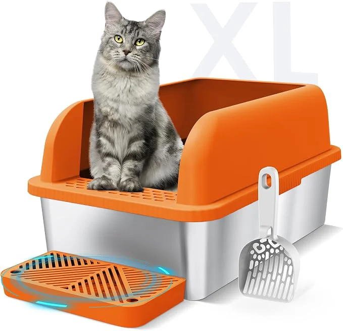 Expertly Made Enclosed Stainless Steel Litter Box Safe