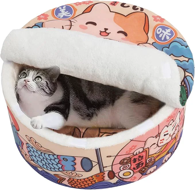 Detailed 寵幸 Ramen Noodle Dog Cat Bed Keep Warm and Super Soft Creative Pet Nest Reusable