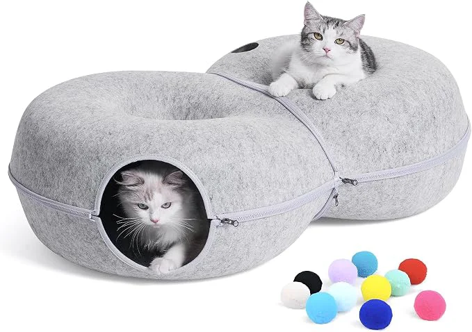 High-End 8-Shaped Large Cat Tunnel Bed for Indoor Cats Infinite Circulation Peekaboo Traditional