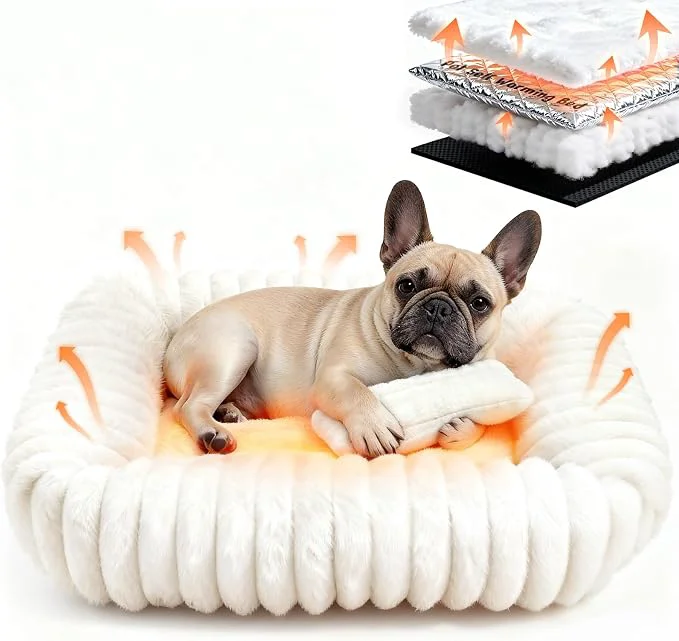 Sustainable Dog Bed for Small Medium Size Dog Washable Self Warming Dog Cat Beds for Long-Lasting