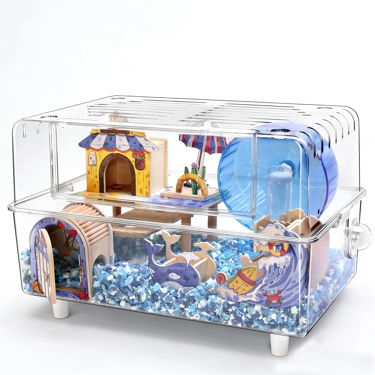 High-End 10-in-1 Acrylic Hamster Cage with Stand Lightweight