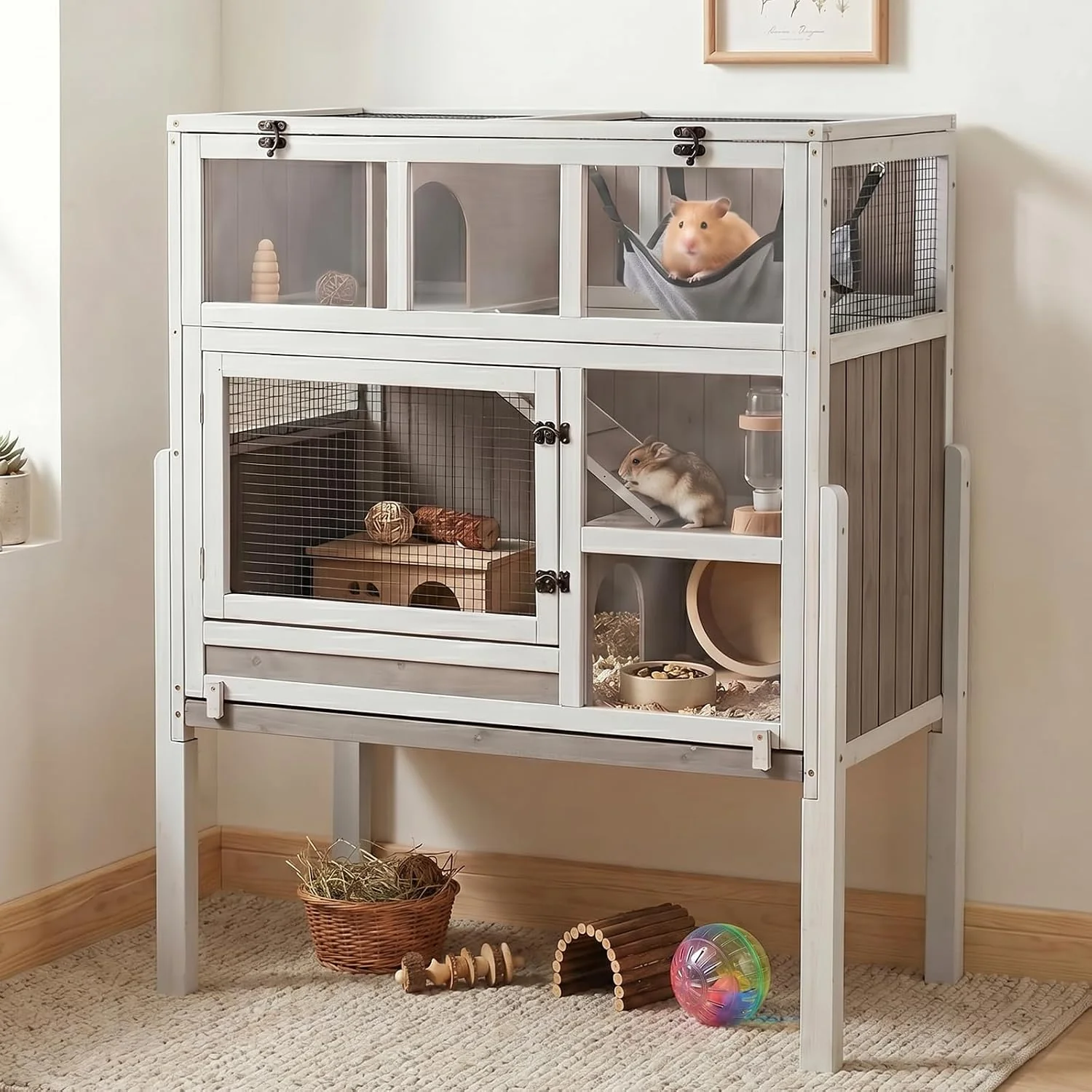 Green Large Guinea Pig Cage 3-Story with Stand High-Performance