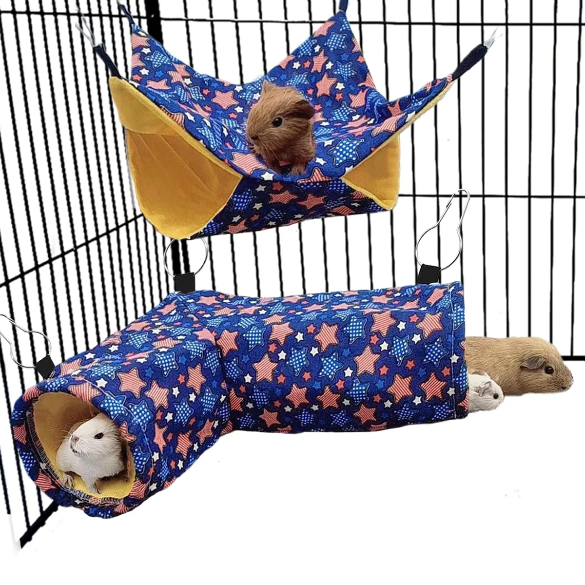Exclusive EAEDMY Guinea Pig Rat Tunnel Hammock — Space-Saving Corner Hideout Cage Accessory 3.Hammock Tunnel Organic