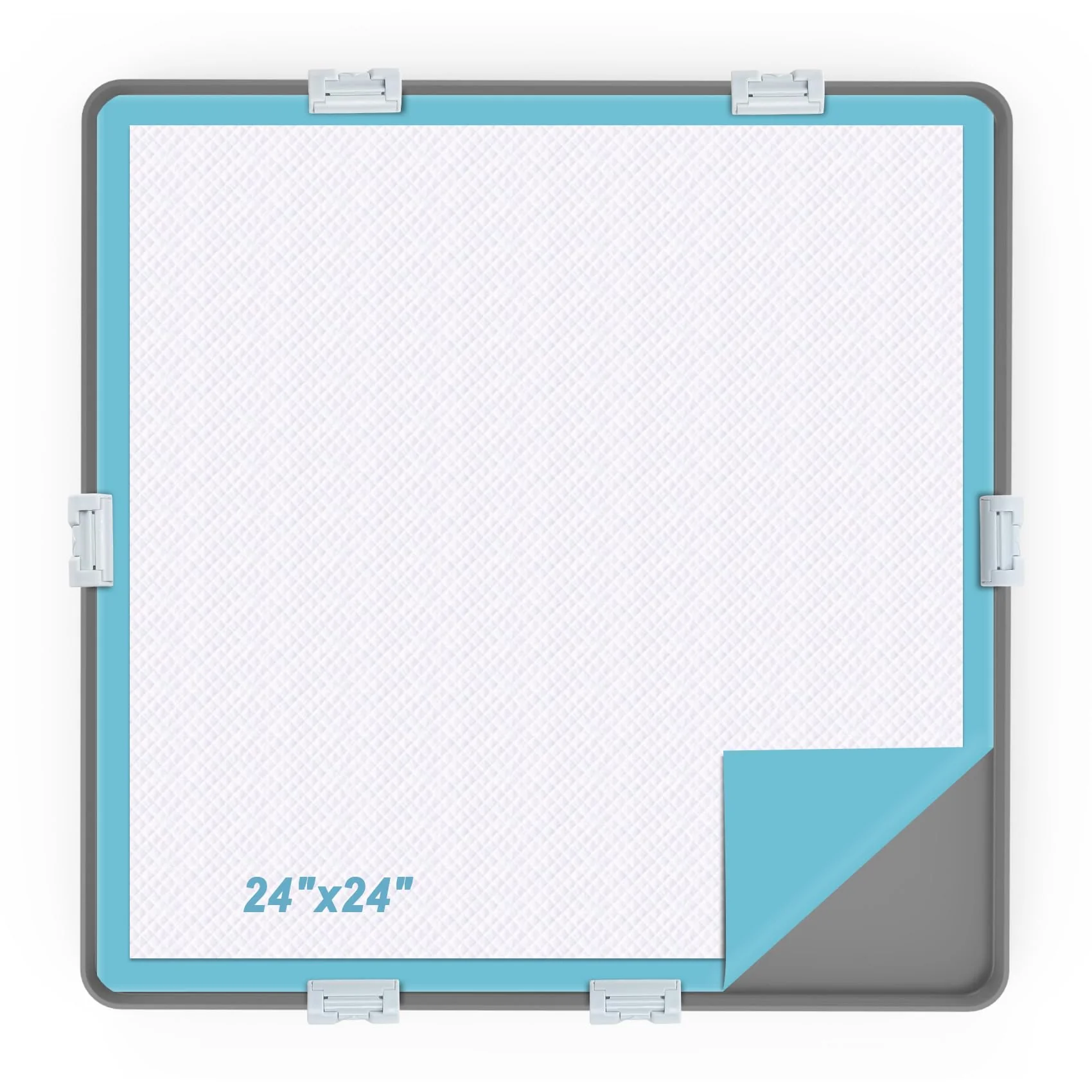 World-Class TIMOHCR 24x24 Pee Pad Tray Holder — Leak-Proof Silicone Dog Training Tray with 6 Clamps Premium Material
