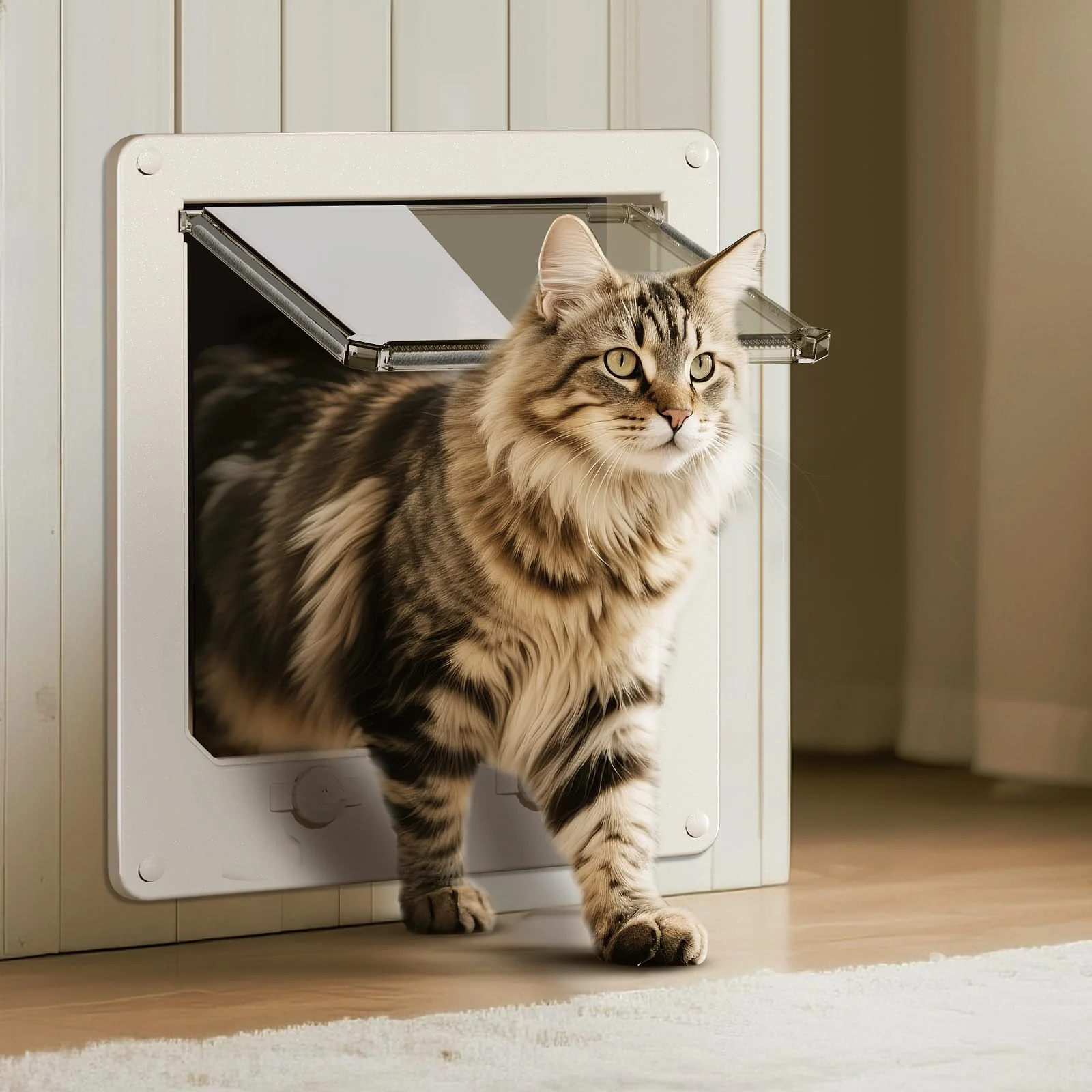 Fine LIBBEPET Thin Cat Door for Cats Up to 25 lbs — 4 Way Locking Easy Install Advanced