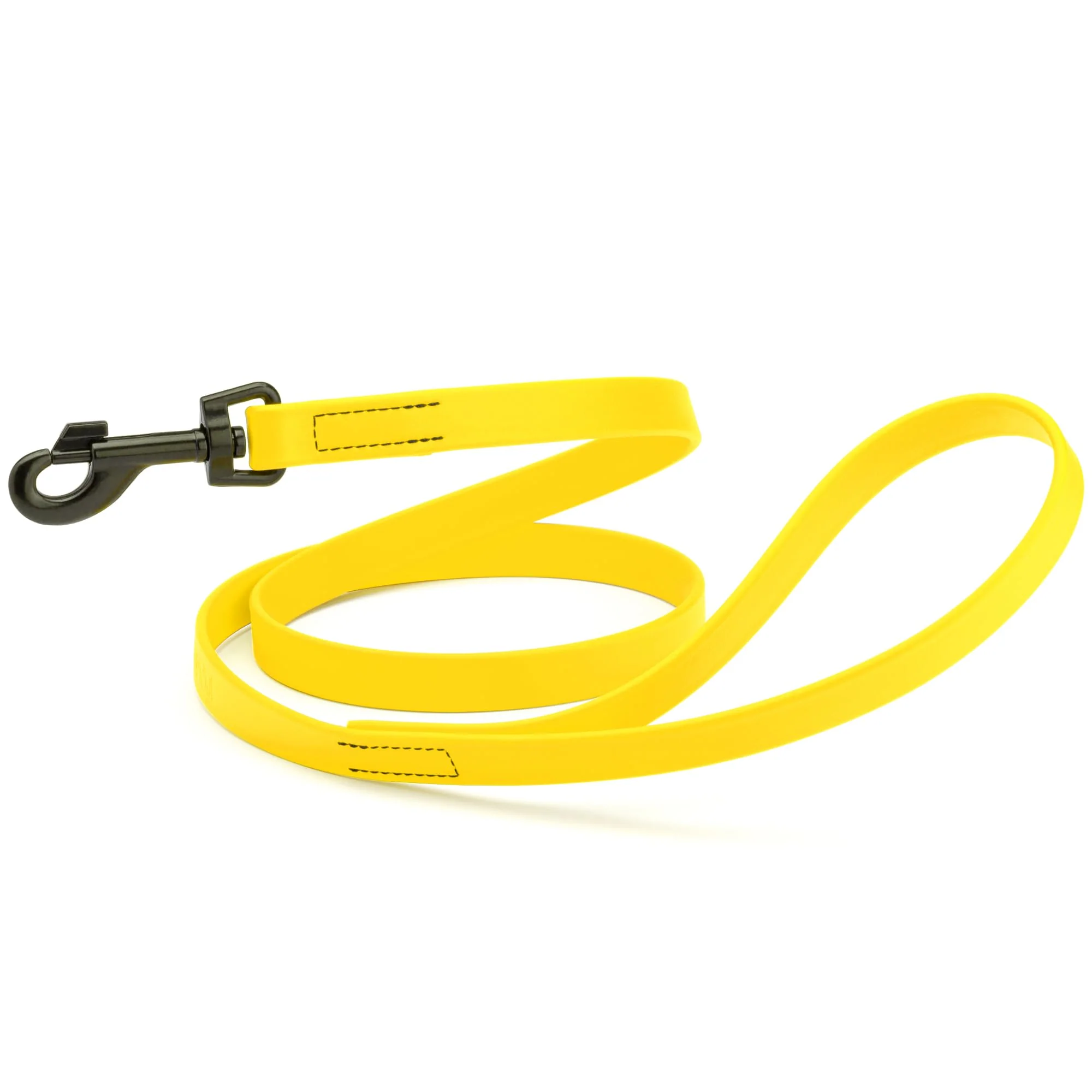 Convenient Dogline Biothane Waterproof Leash – Odor-Proof Easy-Clean Black Hardware USA-Made 4' or 6' Lemon Yellow Outstanding