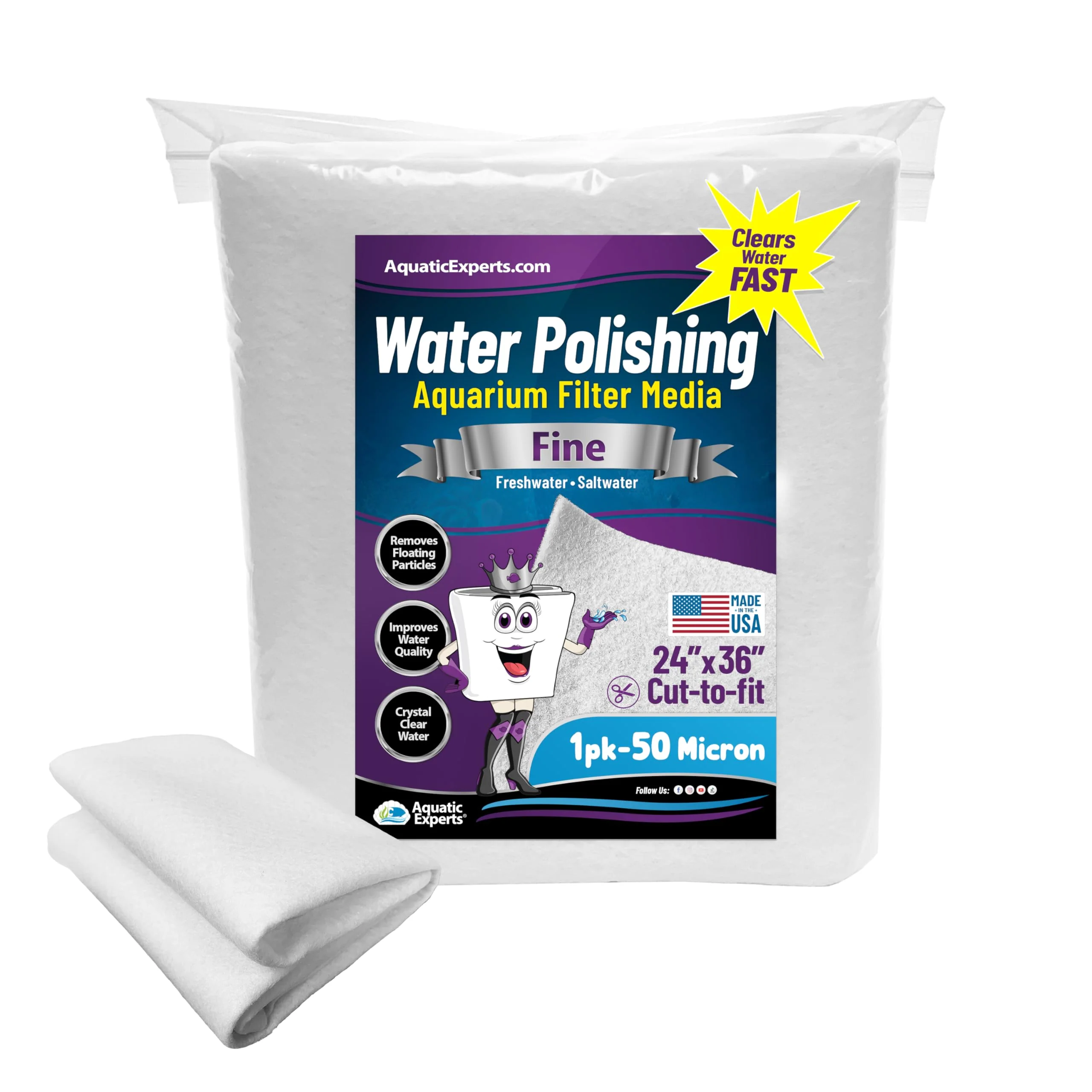 Traditional Aquatic Experts Aquarium Polishing Filter Pad – 50 Micron 24x36 in 1 Pack Reusable